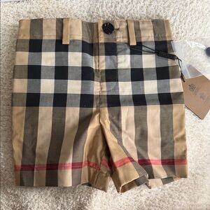Toddler Boy Burberry Beige and Black Plaid Shorts
